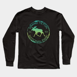 Grand Teton National Park Wyoming Moose Design Souvenir Long Sleeve T-Shirt